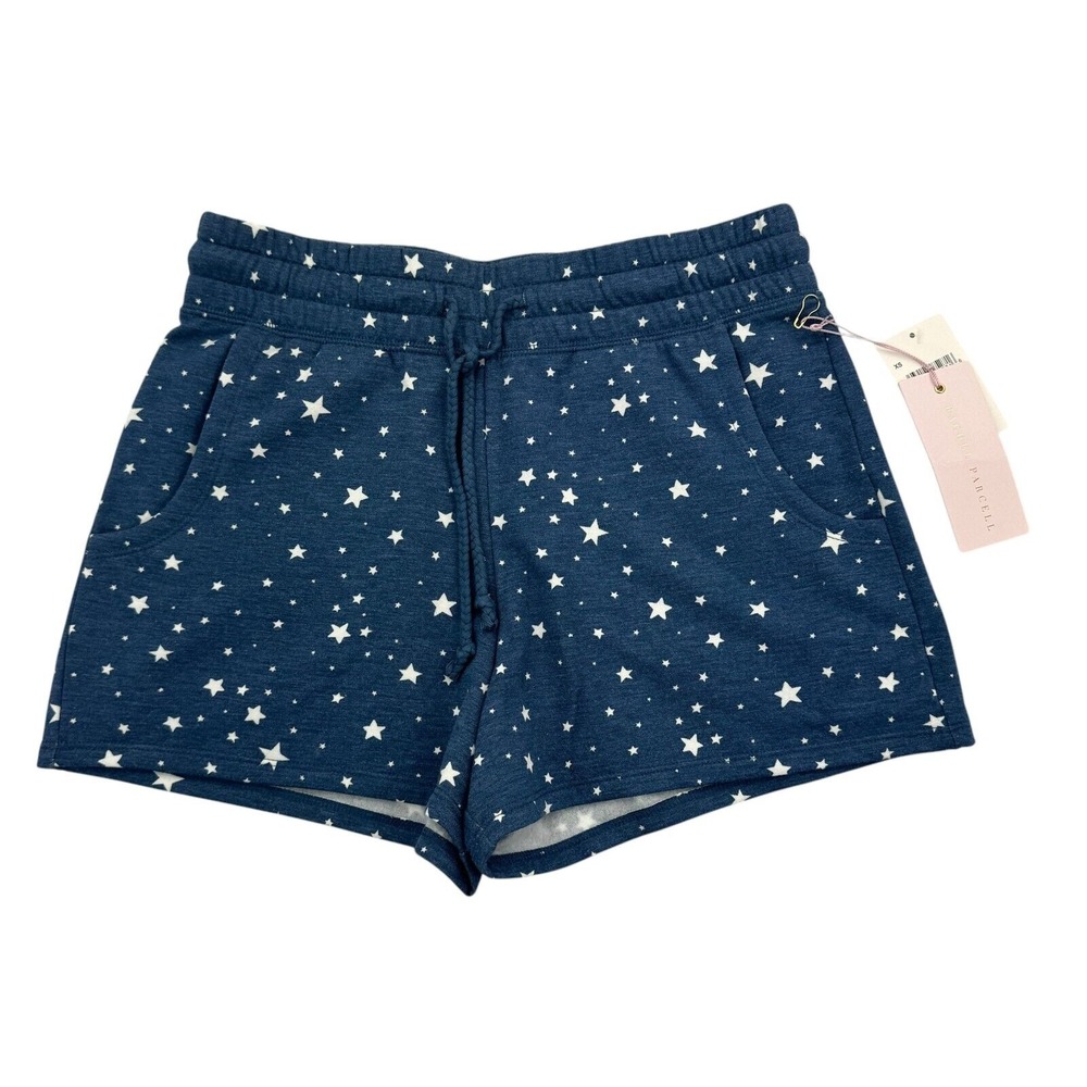 Rachel Parcell Bermuda Shorts Womens XS Blue Blur Star Print Athletic Drawstring